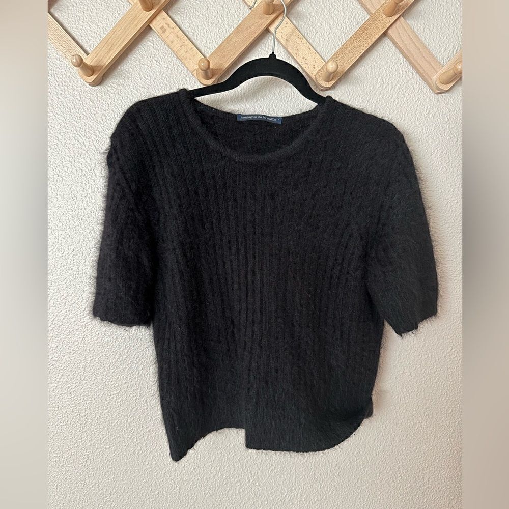 Compagnie De La Maille Short Sleeve Black Sweater Sz S